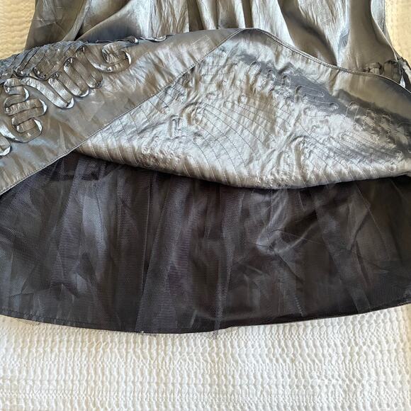 VTG Y2K Dress Black Gray 12 Whimsigoth Fairy Grunge Hoco Party Iridescent Empire - Picture 11 of 16